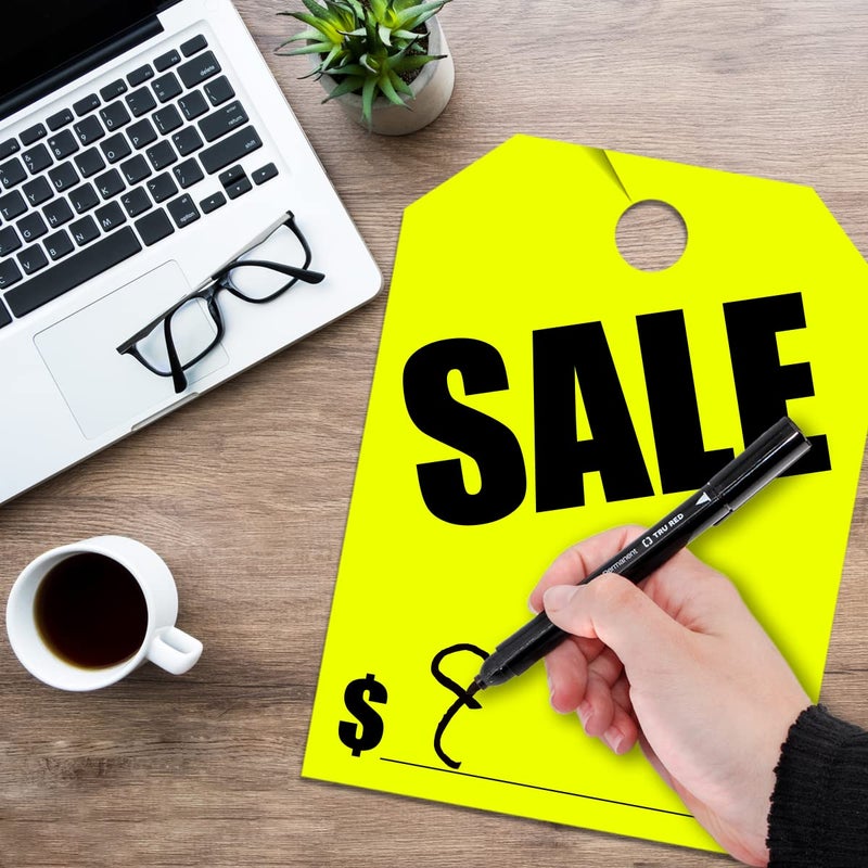 Versa-Tags Car Mirror Hang Tags - 8.5"" x 11.5""  Slogan-Sale  Pack of 50  Perfect for Auto Dealership Supplies & Car Lots Fluorescent Yellow Color - Image 5